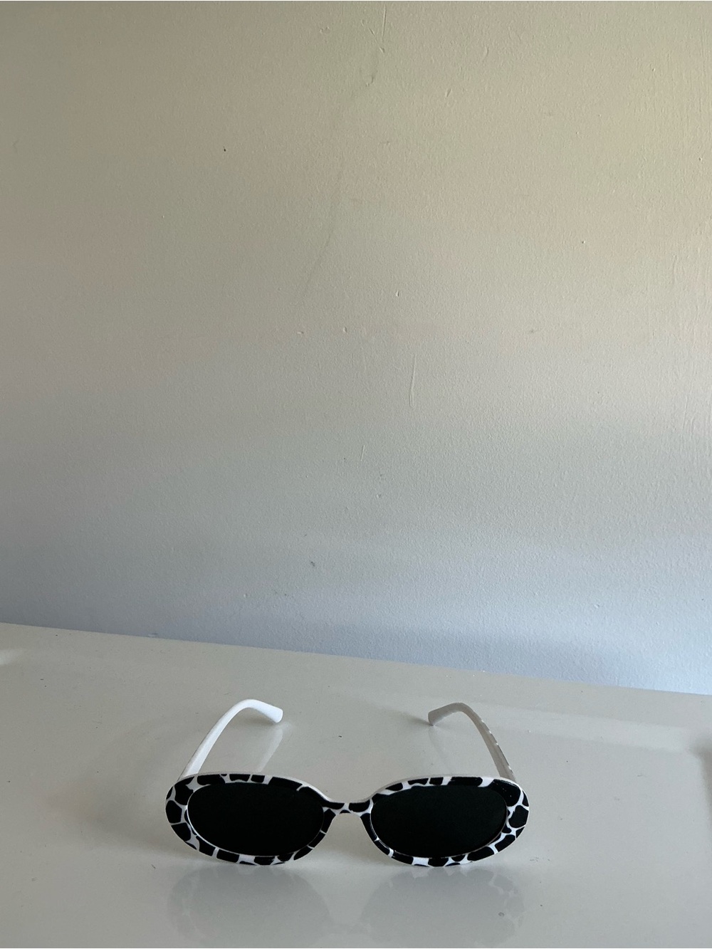White Black Giraffe-Print Oval Sunglasses - Women